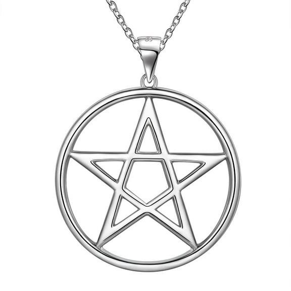 Hipunk 925 Sterling Silver Pentagram Necklace for Women Men Star Pendant Pentacle Necklace Wicca Pagan Jewelry Fathers Day Gifts