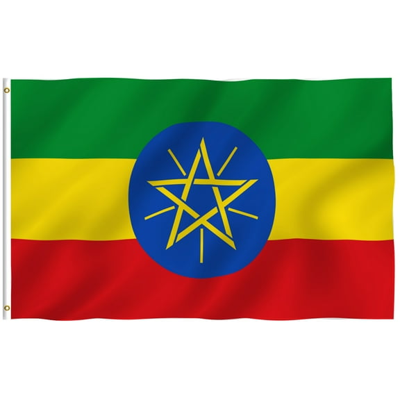 Anley Fly Breeze 3x5 Foot Ethiopia Flag - Vivid Color and UV Fade Resistant - Canvas Header and Double Stitched - Ethiopian National Flags Polyester with Brass Grommets 3 X 5 Ft