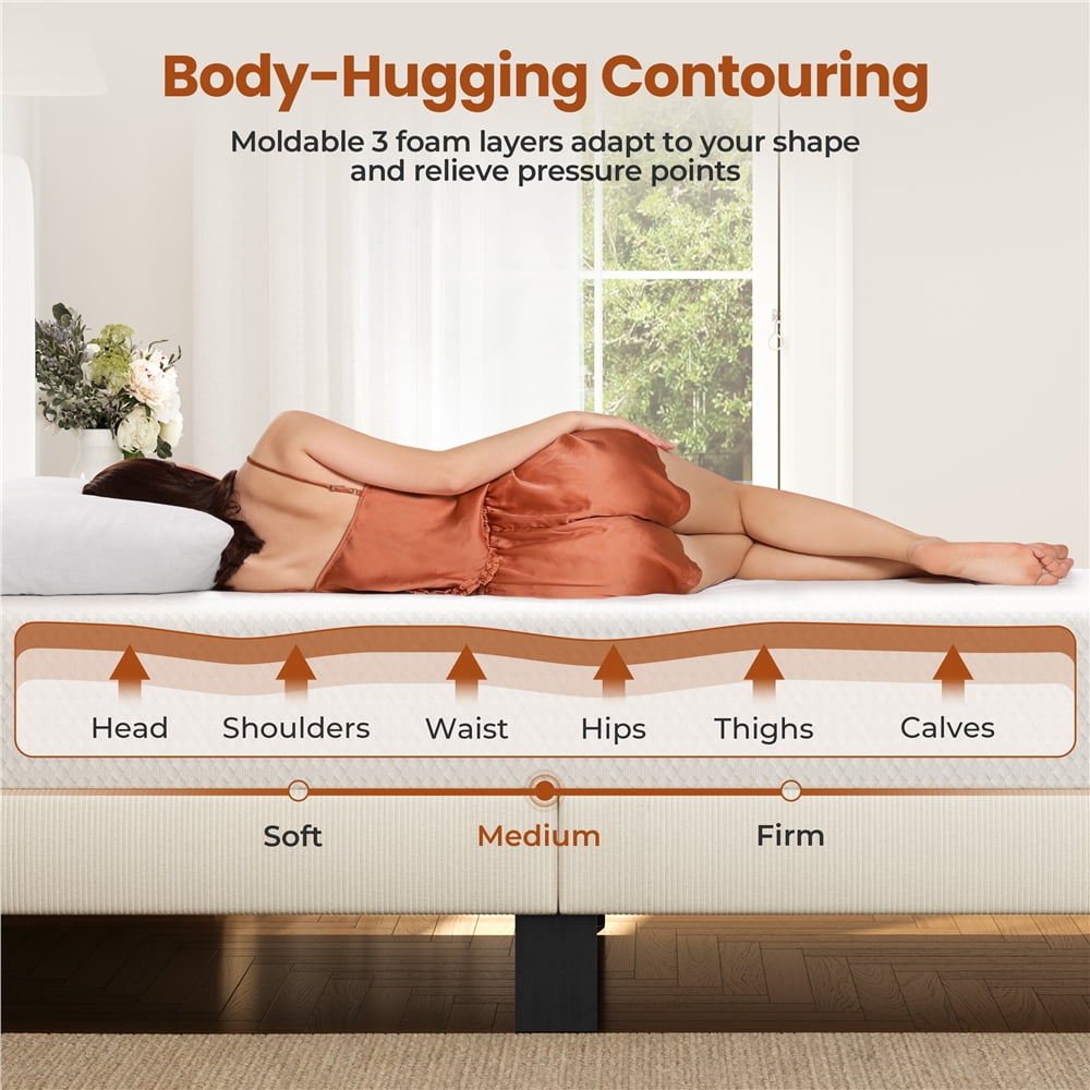 Yaheetech 8" Twin Size Cooling Gel Memory Foam Mattress Medium Firm with Green Tea Scent
