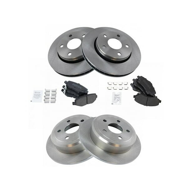 Front and Rear Brake Pad and Rotor Kit - Compatible with 2007 - 2017 Jeep  Wrangler 2008 2009 2010 2011 2012 2013 2014 2015 2016 