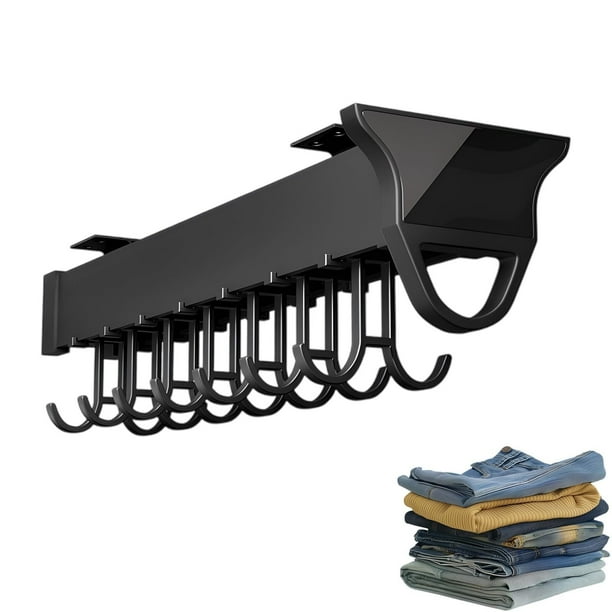 Almacenamiento de vajilla ajustable con 5 ganchos para colocar ollas, ollas, utensilios, etc. - estante de almacenamiento para ahorrar espacio en cocina y despensa