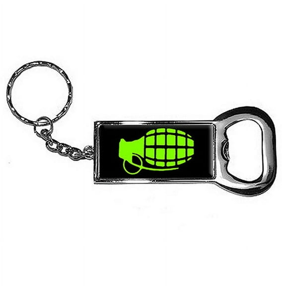 Hand Grenade Keychain Key Chain Ring Bottle Bottlecap Opener
