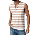 thumbnail image 2 of Mens Tank Top Casual Loose Striped Sleeveless V Neck T Shirts Summer Outings Comfortable Lightweight Vest Rose Gold XXXL, 2 of 5