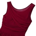 thumbnail image 3 of Jowowha Women's Lyrical Dance Costume Cut Out Asymmetric Chiffon Skirt Leotard Sleeveless Ballet Wine Red XL, 3 of 8