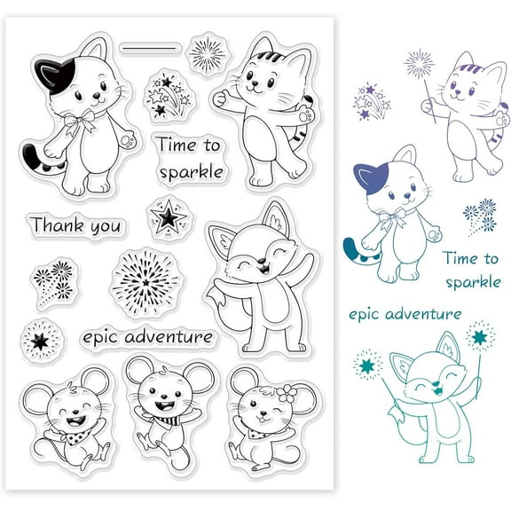 Animals Silicone Clear Stamps Transparent Stamps for DIY Birthday Valentine's Day Cards Making DIY Scrapbooking Photo Album Decoration Paper Craft
