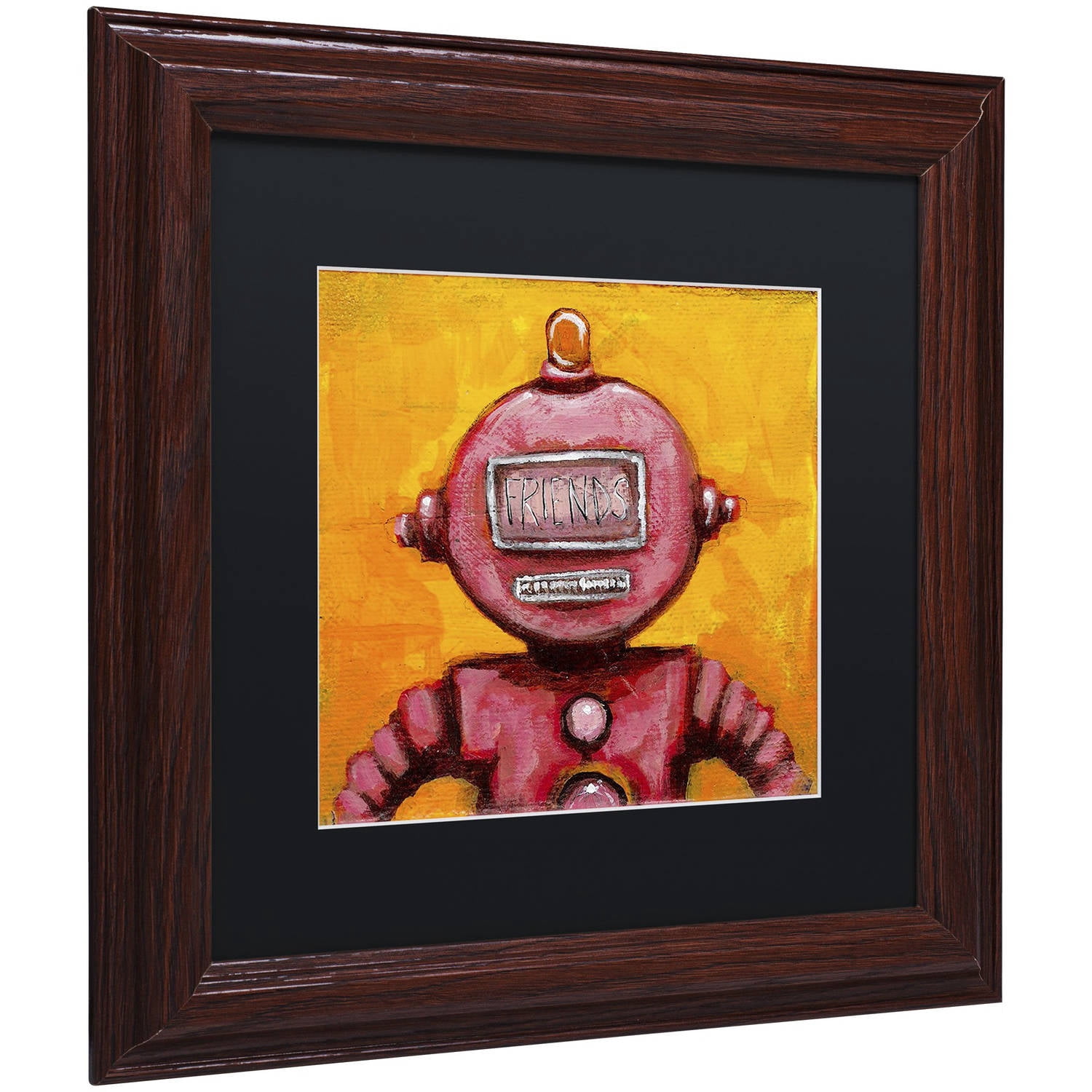 Trademark Fine Art 'Weebot-Friends' Canvas Art by Craig Snodgrass, Black Matte, Wood Frame
