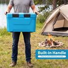 Barara King Large Insulated Hard Shell Ice Chest Cooler with Cup Holders Bottle Opener and Drain Plug for Outdoor Camping and Backyard Party, Blue