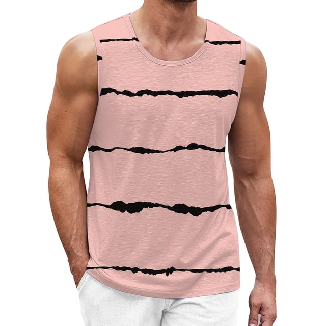 Men's Sleeveless Collar Tank Top for Spring Summer Print Athletic Workout Shirt Easy Casual Daily Wear