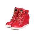 thumbnail image 5 of Liliana DA40 Women Leatherette Chain Lace Up Hidden Wedge Fashion Sneaker, 5 of 5