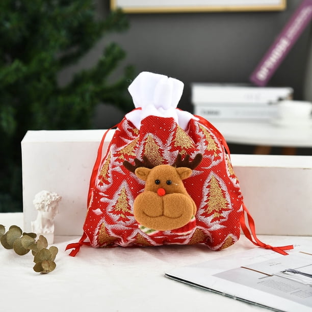 pstuiky Bolsas de regalo navideñas de Papá Noel, bolsas de regalo navideñas, bolsas de lino para dulces navideños, bolsas de tela, bolsas de regalo de Papá Noel