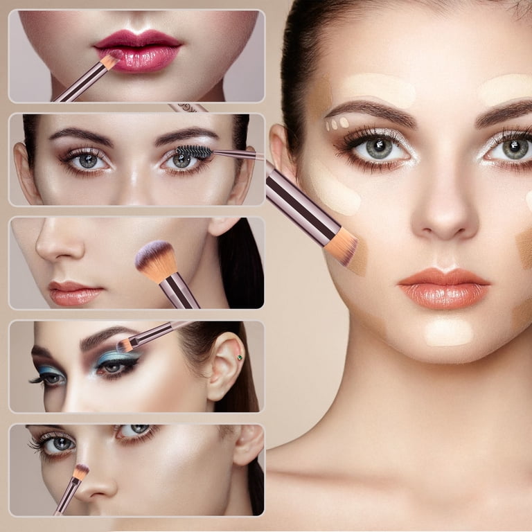 Fifteen-Piece Champagne Gold Makeup Brush Set With Bag photo 7