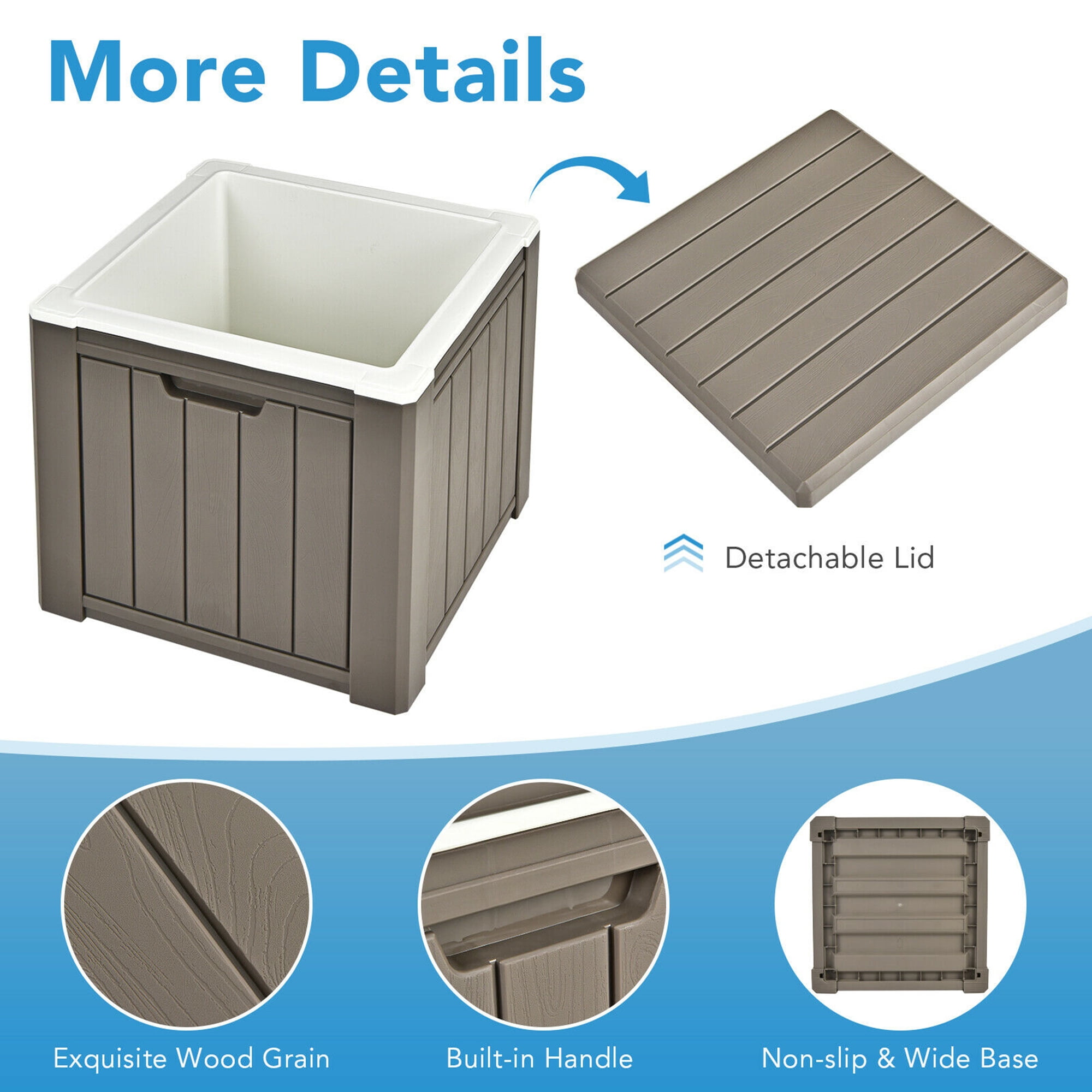 Gymax Patio 10 Gallon Ice Cube Cooler Box Table Stool Storage W/Handle Brown