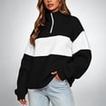 thumbnail image 2 of Akmaiox Sweatshirt for Women,Half Zip up Long Sleeve Color Block Pullover Tops, Oversized Casual Fall Streetwear Loungewear S-2XL, 2 of 9