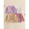 thumbnail image 3 of Michellecmm  Baby Girl Sweater, Long Sleeve Crew Neck Flower Warm Knit Pullover, 3 of 9