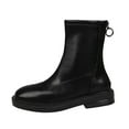 thumbnail image 2 of jsaierl Women’s Fashion Leather Ankle Booties Causal Side Zipper Flat Riding Boots 2023 Winter Slip on Low Heel Short Boots, 2 of 7