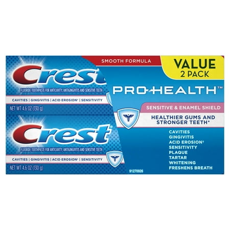 (4 pack) Crest Pro-Health Sensitive & Enamel Shield Toothpaste, 4.6 (Best Toothpaste To Prevent Tooth Decay)