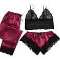 thumbnail image 1 of Gibobby Pijamas mullidas para mujer Pijamas de mujer con tirantes Pijamas de princesa Sexy y extremadamente Conjunto de lencería de 3 piezas Ropa para el (Rojo, XL), 1 of 3
