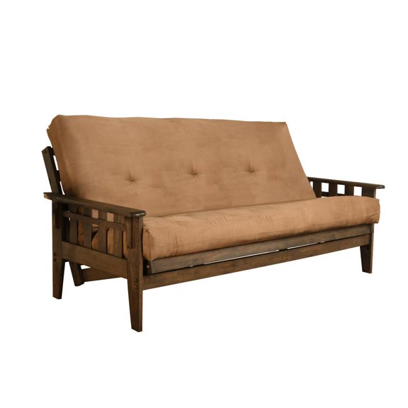 Kodiak Furniture Tucson Frame with Suede Fabric Mattress in Tan/Walnut