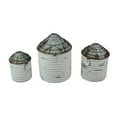 thumbnail image 1 of Vintage White Farmhouse Style Galvanized Decorative Tin Silo Canister Set of 3, 1 of 5