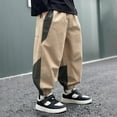 thumbnail image 5 of Gubotare Boys Cargo Pants Straight Leg Kids' Spring Cargo Joggers - Boys Girls Casual Tapered Pants Size 13-14 (Khaki,13-14 Years), 5 of 7