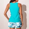 thumbnail image 4 of Summer Tankini Swimsuits for Women Modest Tummy Coverage Bathing Suits with Shorts Cyan L, 4 of 6