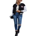 thumbnail image 4 of Femmes Varsity Baseball Jacket Uniforme Pull à Capuche Sport Sweat-Shirt Manteau, 4 of 5