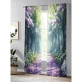 thumbnail image 4 of Forest Sheer Curtains 2 Panels Set Flowers Spring Landscape Lihgt Filtering Rod Pocket Voile Drape, Semi Sheer Window Curtains for Bedroom Living Room, 52"x84", 4 of 5