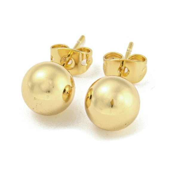 Brass Ear Studs Round Ball Real 18K Gold Plated 20x8mm