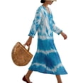 thumbnail image 3 of DISNIMO Tie Dye Printed Maxi Dresses for Women Casual Loose Dress Lightweight V Neck Dress 3/4 Sleeve Shift Dresses Fashion Fall Outfits, 4XL, 3 of 6