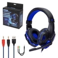 thumbnail image 1 of Auriculares para juegos Consola de juegos para computadora Sonido envolvente estéreo Auriculares con cable de 3,5 mm Auriculares, Negro, Azul, Tipo LED Sweethay EL5139-02B, 1 of 2
