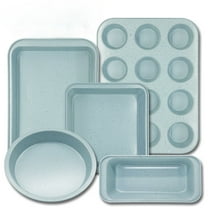 CHEF LANG Bakeware Sets, 5pcs Pans Set, Non-Stick Kitchen Pan,Including Baking Accessories, Cookie Chips, Cake Pan, Bread Pan, Muffin Pan, Pizza Pan - Blue