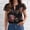 Black womens shirts, variant on Summer Saving Wycnly Womens Shirts Sexy Lace Trim Lightweight Keyhole Pullover Tops Summer Short Sleeve Crewneck Ladies Flowers Print Tops and Blouses Dark Blue XL