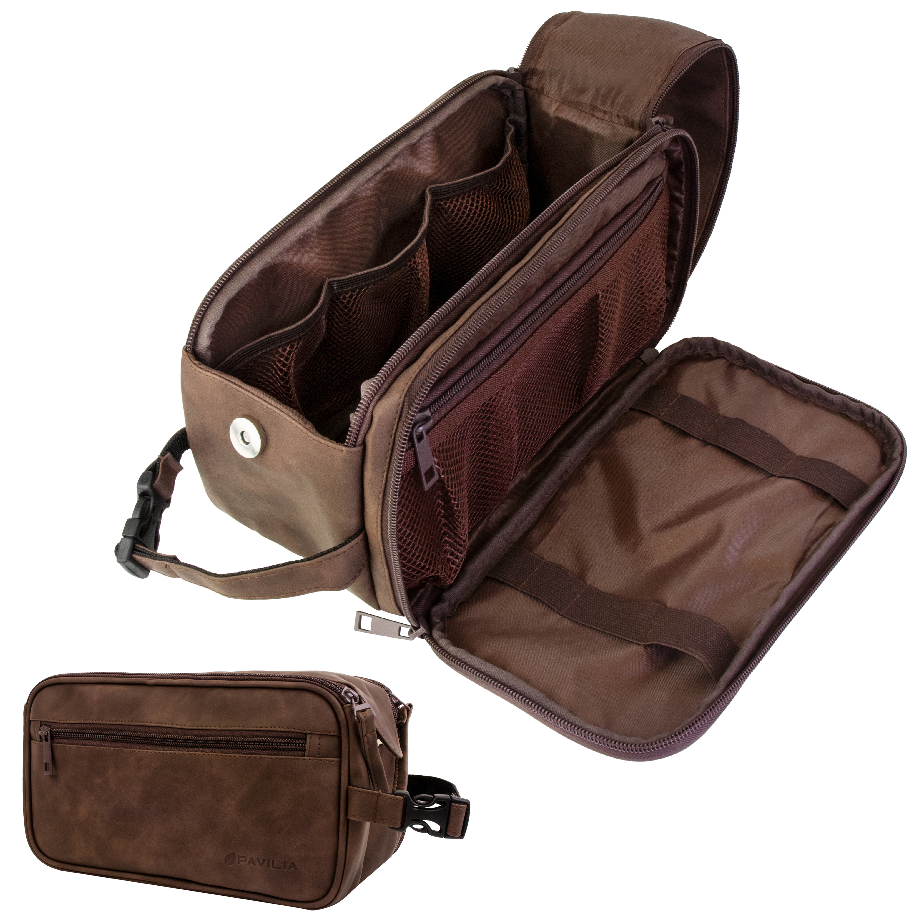 Pavilia Men's Leather Toiletry Bag
