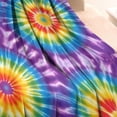 thumbnail image 3 of Colorful Rainbow Tie Dye Spiral Pattern Blanket,Comfortable Soft Flannel Throw Blanket,All Season,Warm Lightweight Blankets for Sofa Bed Couch Living Room Chair,30"x40", 3 of 4