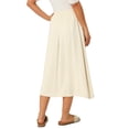 thumbnail image 3 of INSPIRE CHIC Women's Linen Skirt Summer Casual Flowy Swing Elastic High Waist A-Line Boho Midi Skirts with Pockets S Beige, 3 of 6
