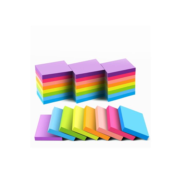 Notas Adhesivas De 1,5 X 2 Pulgadas, Almohadillas Autoadhesivas De Colores Brillantes, Paquete De 24, 75 Hojas/Bloc De 1800 Hojas