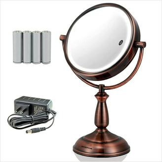 OVENTE Wall Mounted Makeup Mirror - 7" Round, 1X/10X Magnification, 360° Swivel, Antique Bronze