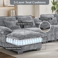 thumbnail image 6 of Wiilayok 133" U Shaped Cloud Couch Modular Sectional Couches for Living Room Fluffy Chenille Deep Seat Sofa Set with Double Chaise Lounge, Storage Central Console, Cup Holders, USB Port, Storm Gray, 6 of 9