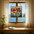 thumbnail image 6 of Butterfly and Poppy Flower Stained Glass Panels – Square Shaped Window Hangings, Tiffany Glass Traditional Art Crafts for Home Decor Gifts 79OR10, 6 of 6