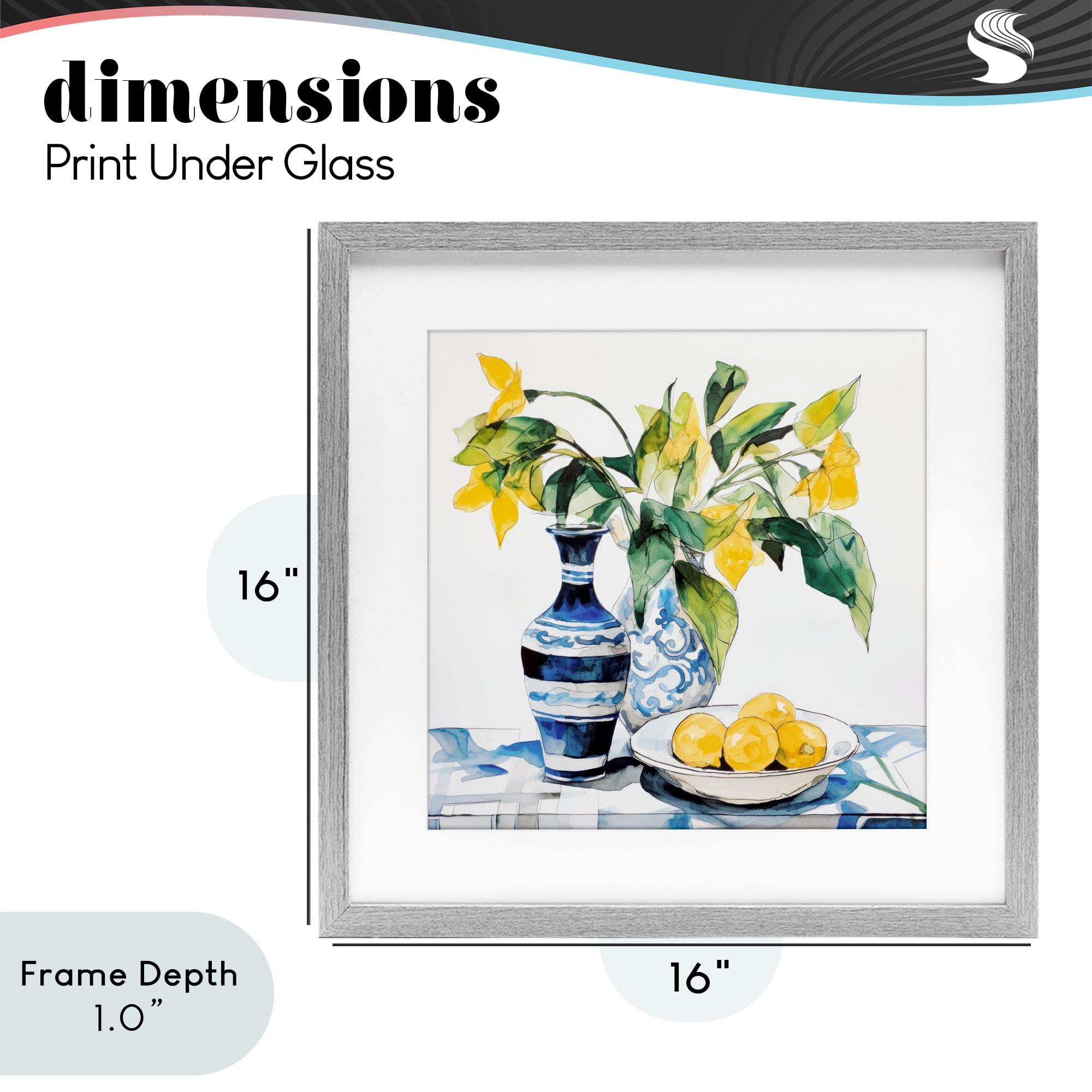 Stupell Industries Lemons & Leaves Table Setting Gray Framed Print Under Glass, design by Ray Powers