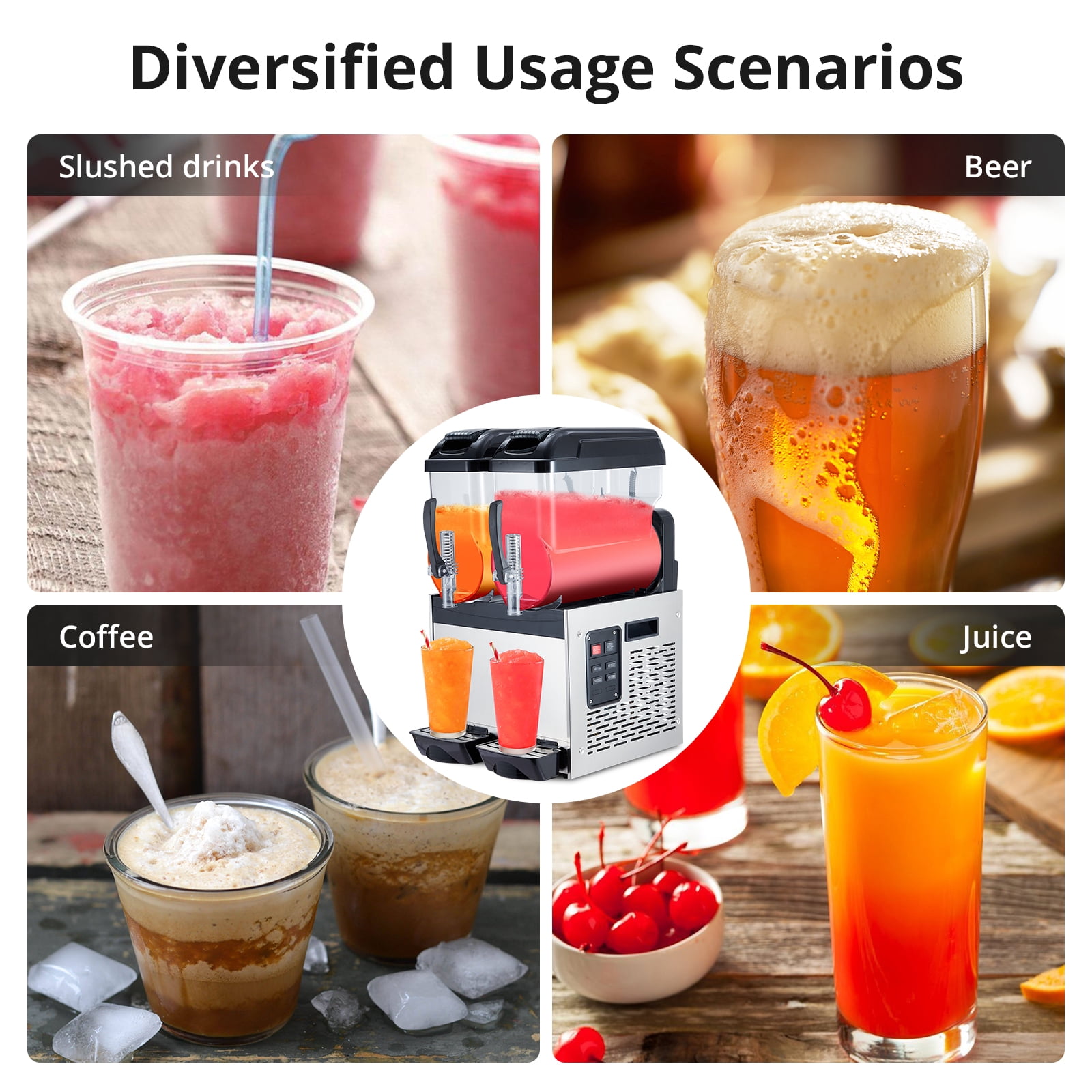 Garvee 12L×2 Commercial Slushie Machine, 700W Commercial Margarita Machine Smoothie, Self-Cleaning Stainless Steel, Two-Flavor Operation, High-Capacity for Bars & Restaurants, Black