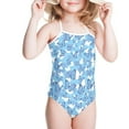 thumbnail image 3 of FOR U DESIGNS Novelty Halter Swimsuit Blue Butterfly Off Shoulder Bathing Suit for Beach Swimming Pool Novelty One Piece Swimwear for Kids Toddler Girls 9-10T, 3 of 6
