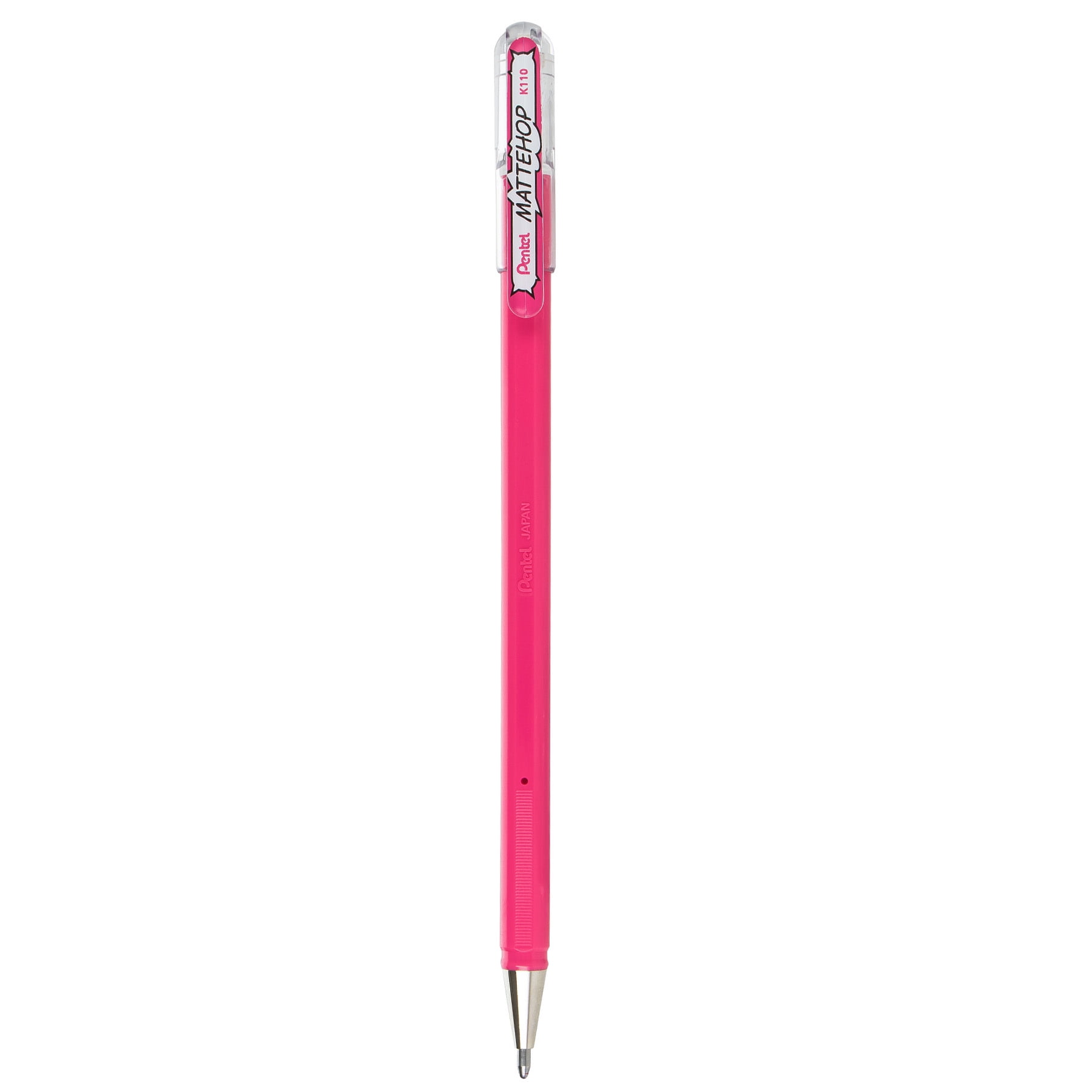 Pentel Arts Hybrid MATTEHOP Gel Roller, 1.0mm, Matte Pink Ink, Pack of 12