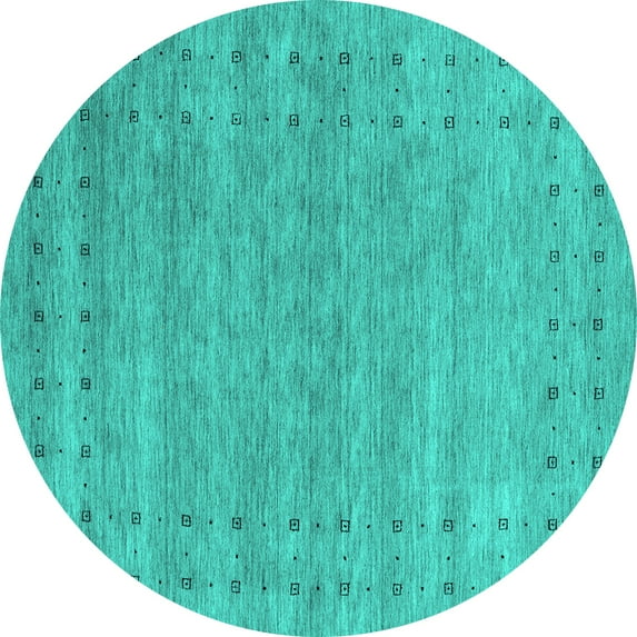 Ahgly Company Indoor Round Abstract Turquoise Blue Contemporary Area Rugs, 4' Round
