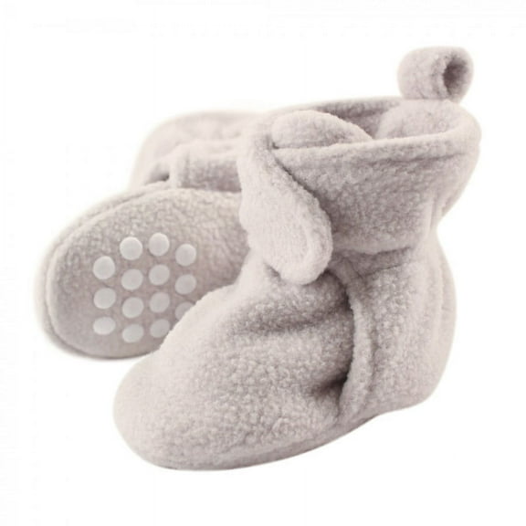 Luvable Friends Baby and Toddler Cozy Fleece Booties, Gray, 0-6 Months