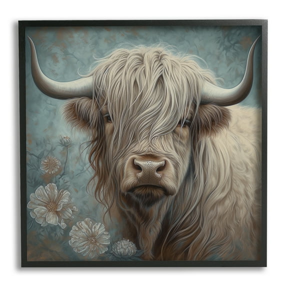 Stupell Industries Mystic Highland Cattle Animals & Insects Painting Black Framed Art Print Wall Art, 12 x 12