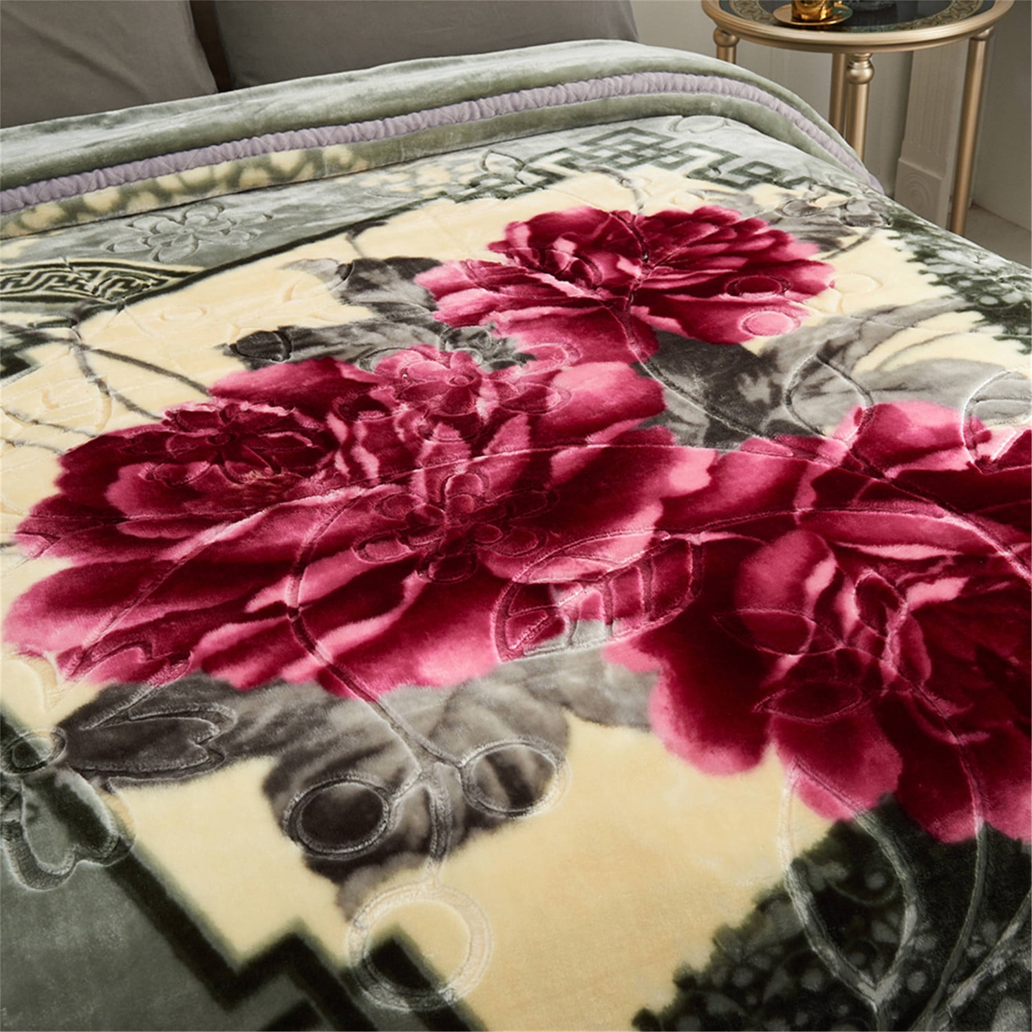 NC Thick Fleece Blanket King Size,10Lbs 2 Ply Faux Mink Bed Blanket For Winter, Green, 85"x93"