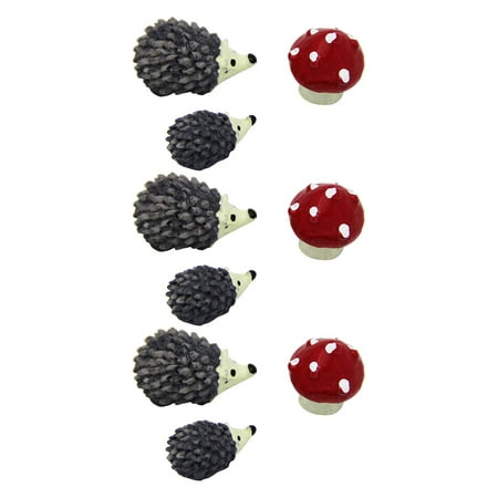 

Tinksky 3 Sets Miniature Hedgehog Mushroom Ornament Fairy Garden Decor Micro Landscape Decor