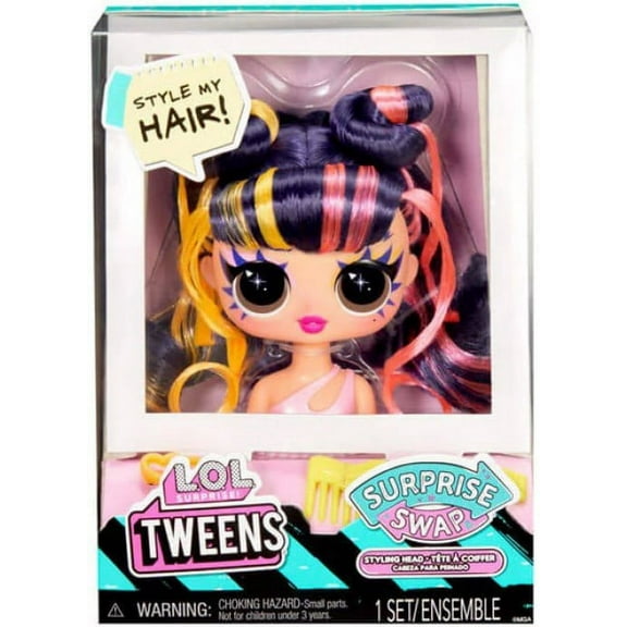 LOL Surprise Surprise SWAP Dark Blue with Yellow & Pink Hair Styling Head