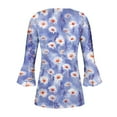 thumbnail image 4 of Aloohaidyvio 3/4 Sleeve Shirts for Women,Women's Plus Size Ruffle Sleeve Tees Vintage Ethnic Floral Shirt Casual 3/4 Sleeve V Neck Button Blouse Boho Print Tunic Tops, 4 of 5